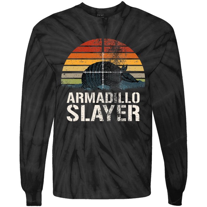 Vintage Sunset Armadillo S.L.A.Y.E.R Armadillo Hunter Gift Tie-Dye Long Sleeve Shirt