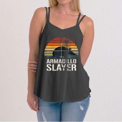 Vintage Sunset Armadillo S.L.A.Y.E.R Armadillo Hunter Gift Women's Strappy Tank