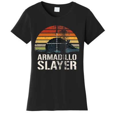 Vintage Sunset Armadillo S.L.A.Y.E.R Armadillo Hunter Gift Women's T-Shirt