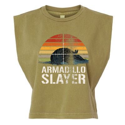 Vintage Sunset Armadillo S.L.A.Y.E.R Armadillo Hunter Gift Garment-Dyed Women's Muscle Tee