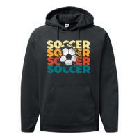 Vintage Soccer Apparel Gift Performance Fleece Hoodie