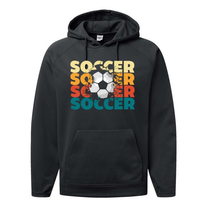 Vintage Soccer Apparel Gift Performance Fleece Hoodie