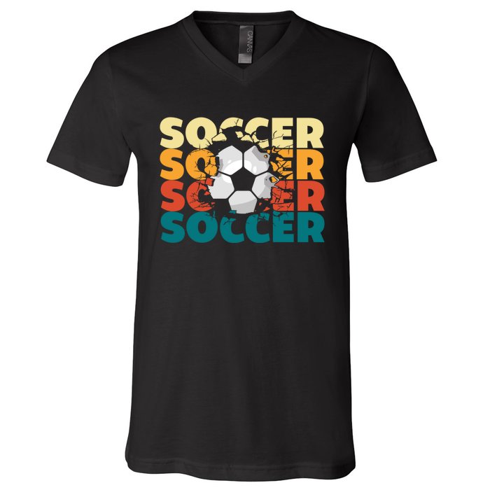 Vintage Soccer Apparel Gift V-Neck T-Shirt