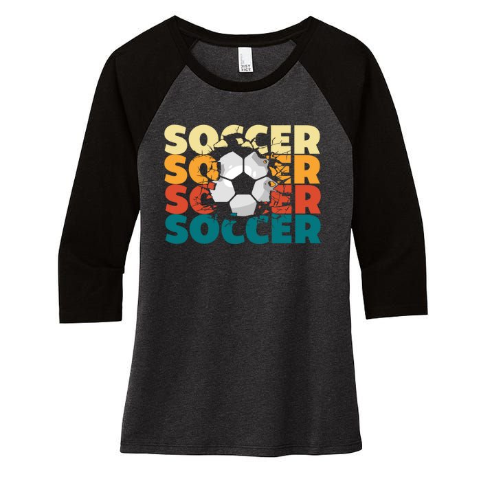 Vintage Soccer Apparel Gift Women's Tri-Blend 3/4-Sleeve Raglan Shirt