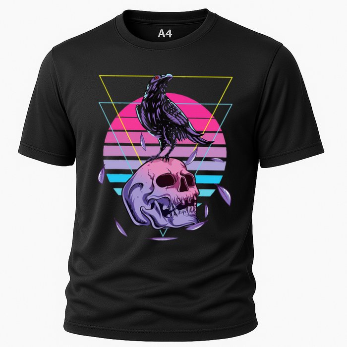 Vaporwave Skull And Crow Retro Aesthetic Pastel Goth Art Cooling Performance Crew T-Shirt