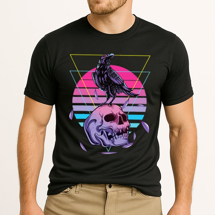 Vaporwave Skull And Crow Retro Aesthetic Pastel Goth Art Cooling Performance Crew T-Shirt