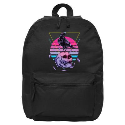 Vaporwave Skull And Crow Retro Aesthetic Pastel Goth Art 16 in Basic Backpack