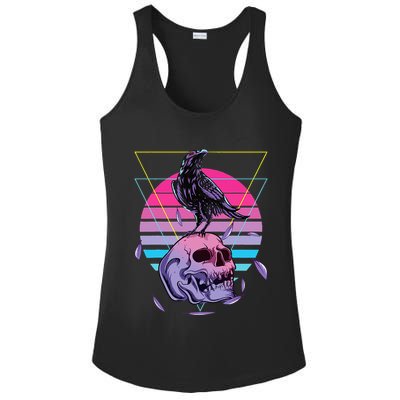 Vaporwave Skull And Crow Retro Aesthetic Pastel Goth Art Ladies PosiCharge Competitor Racerback Tank