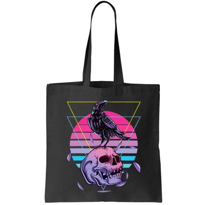 Vaporwave Skull And Crow Retro Aesthetic Pastel Goth Art Bag