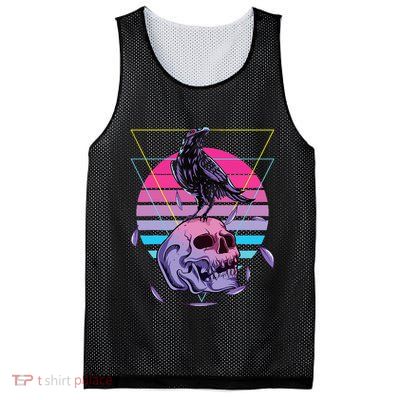 Vaporwave Skull And Crow Retro Aesthetic Pastel Goth Art Mesh Reversible Basketball Jersey Tank