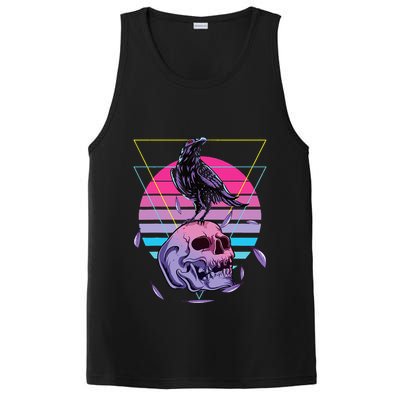 Vaporwave Skull And Crow Retro Aesthetic Pastel Goth Art PosiCharge Competitor Tank