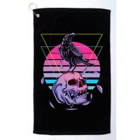 Vaporwave Skull And Crow Retro Aesthetic Pastel Goth Art Golf Towel