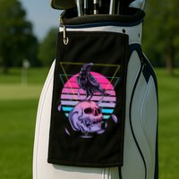 Vaporwave Skull And Crow Retro Aesthetic Pastel Goth Art Golf Towel