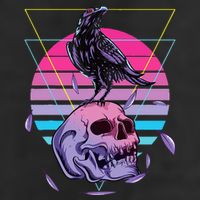 Vaporwave Skull And Crow Retro Aesthetic Pastel Goth Art Golf Towel