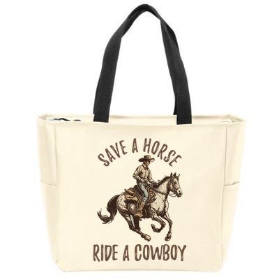 Vintage Save A Horse Ride A Cowboy Horseback Riding Horses Zip Tote Bag