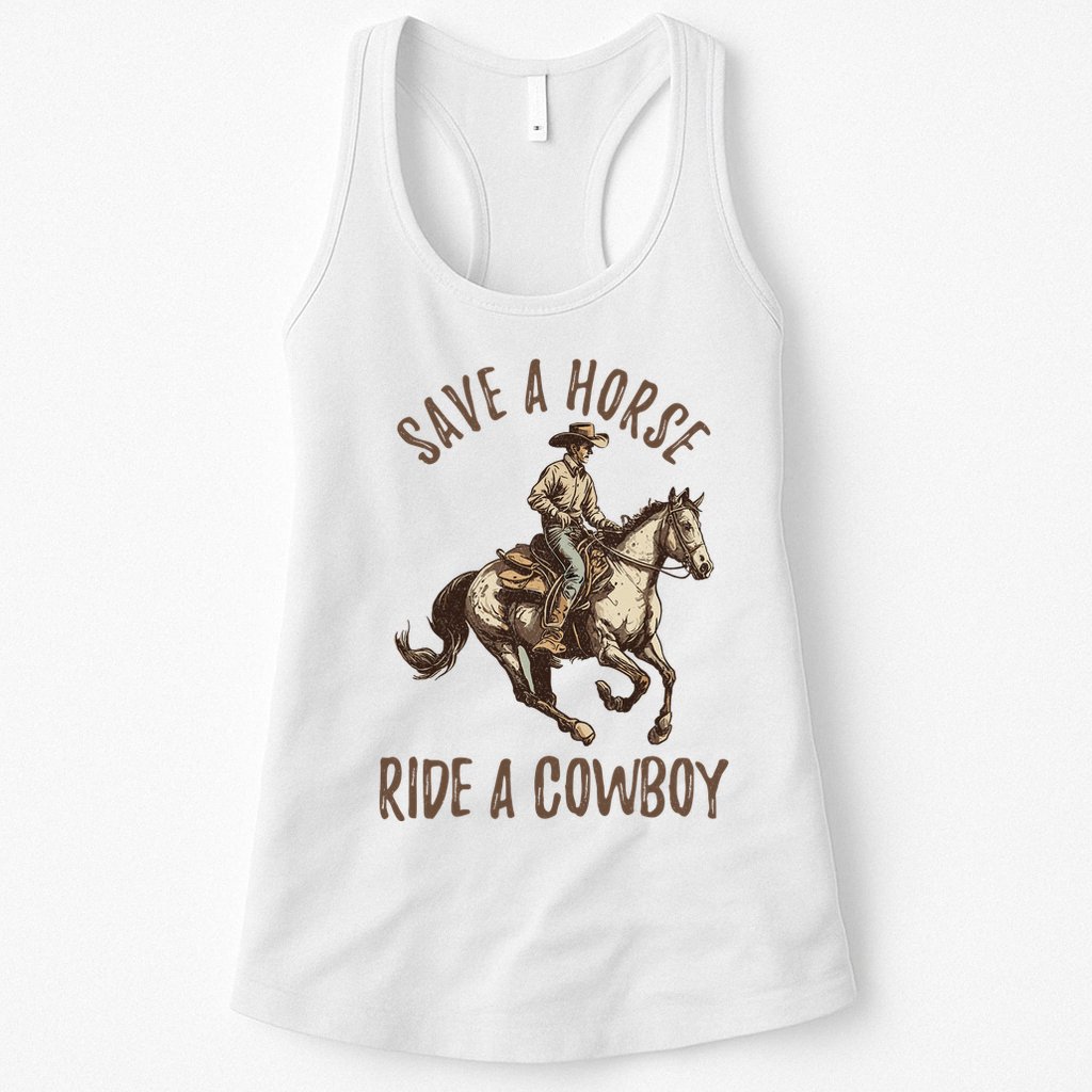 Vintage Save A Horse Ride A Cowboy Horseback Riding Horses Womens Tank Top