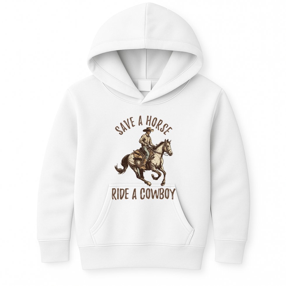 Vintage Save A Horse Ride A Cowboy Horseback Riding Horses Kids Hoodie