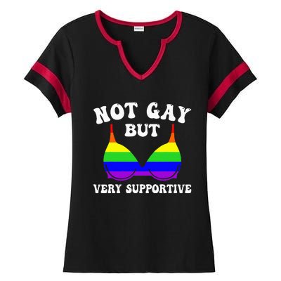 Very Supportive Ally Funny LGBT LGBTQ Ladies Halftime Notch Neck Tee