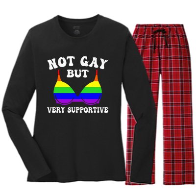 Very Supportive Ally Funny LGBT LGBTQ Women's Long Sleeve Flannel Pajama Set 