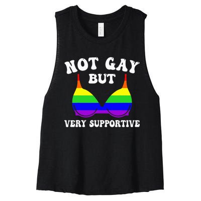 Very Supportive Ally Funny LGBT LGBTQ Women's Racerback Cropped Tank