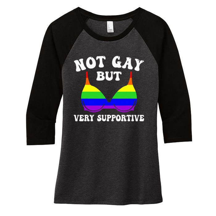 Very Supportive Ally Funny LGBT LGBTQ Women's Tri-Blend 3/4-Sleeve Raglan Shirt