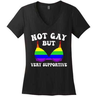 Very Supportive Ally Funny LGBT LGBTQ Women's V-Neck T-Shirt