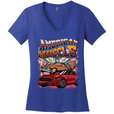 Vintage Streetwear American Muscle Car Graphic Apparel Women's V-Neck T-Shirt