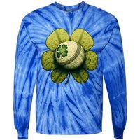 Vintage Shamrock Baseball St Patrick's Gift Tie-Dye Long Sleeve Shirt