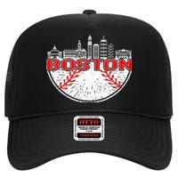 Vintage Style Boston Baseball Tee High Crown Mesh Back Trucker Hat