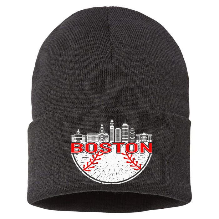 Vintage Style Boston Baseball Tee Sustainable Knit Beanie