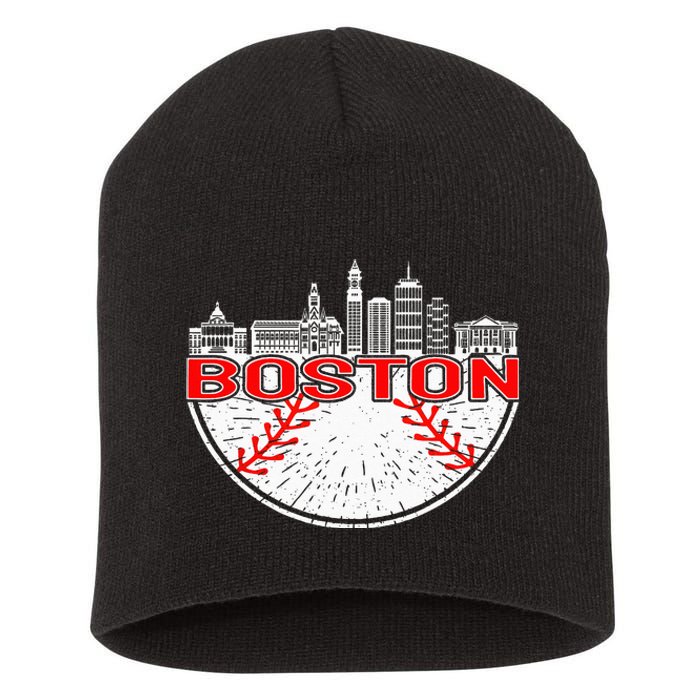 Vintage Style Boston Baseball Tee Short Acrylic Beanie