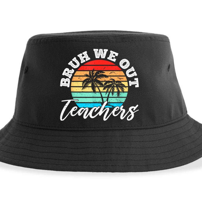 Vintage Sunset Bruh We Out Teachers Gift Sustainable Bucket Hat