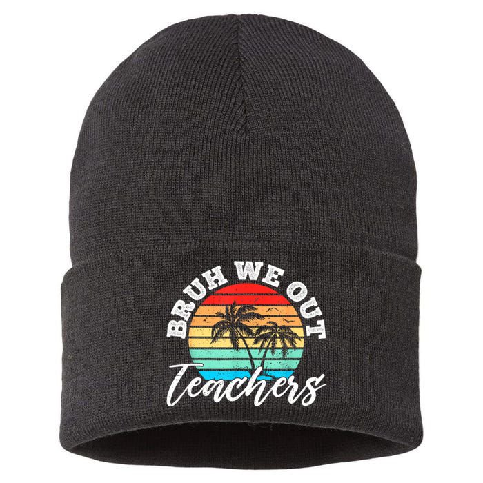 Vintage Sunset Bruh We Out Teachers Gift Sustainable Knit Beanie