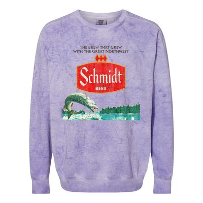 Vintage Schmidt Beer Retro Defunct Fishing Nature Scene Colorblast Crewneck Sweatshirt