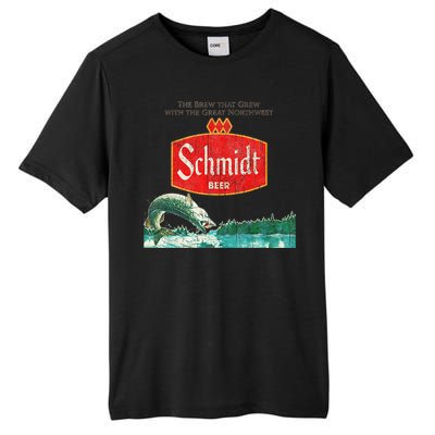 Vintage Schmidt Beer Retro Defunct Fishing Nature Scene Tall Fusion ChromaSoft Performance T-Shirt