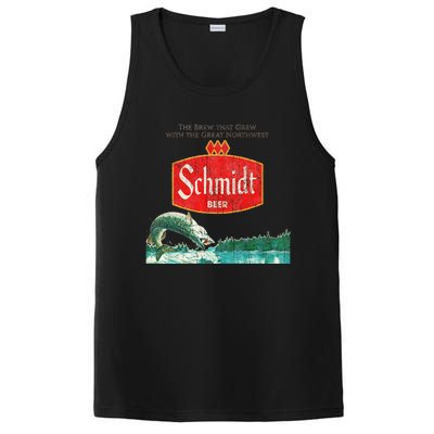 Vintage Schmidt Beer Retro Defunct Fishing Nature Scene PosiCharge Competitor Tank