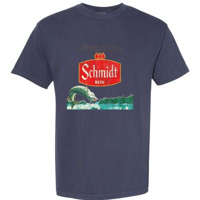 Vintage Schmidt Beer Retro Defunct Fishing Nature Scene Garment-Dyed Heavyweight T-Shirt