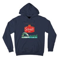 Vintage Schmidt Beer Retro Defunct Fishing Nature Scene Hoodie