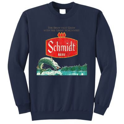 Vintage Schmidt Beer Retro Defunct Fishing Nature Scene Sweatshirt