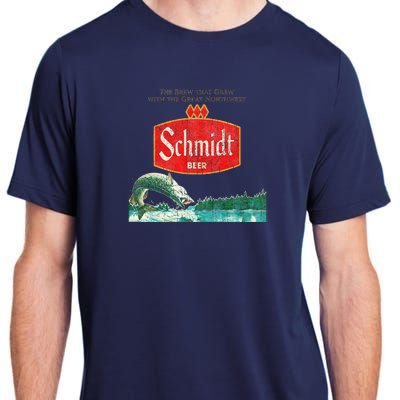 Vintage Schmidt Beer Retro Defunct Fishing Nature Scene Adult ChromaSoft Performance T-Shirt