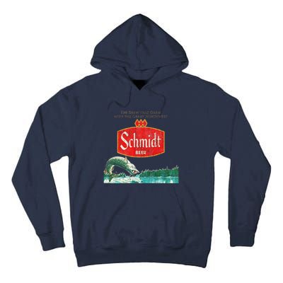 Vintage Schmidt Beer Retro Defunct Fishing Nature Scene Tall Hoodie