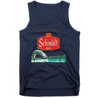 Vintage Schmidt Beer Retro Defunct Fishing Nature Scene Tank Top