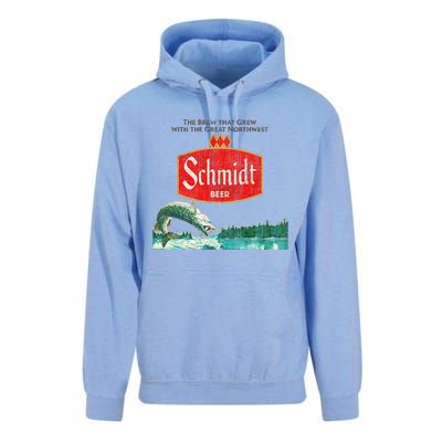 Vintage Schmidt Beer Retro Defunct Fishing Nature Scene Unisex Surf Hoodie