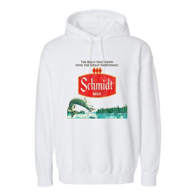 Vintage Schmidt Beer Retro Defunct Fishing Nature Scene Garment-Dyed Fleece Hoodie