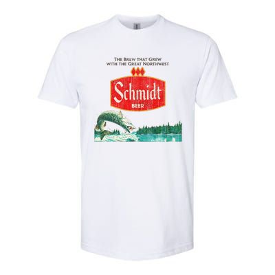 Vintage Schmidt Beer Retro Defunct Fishing Nature Scene Softstyle CVC T-Shirt