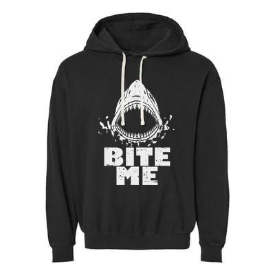 Vintage Shark Bite Me Shark Garment-Dyed Fleece Hoodie