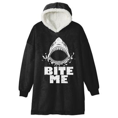 Vintage Shark Bite Me Shark Hooded Wearable Blanket