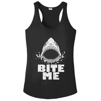 Vintage Shark Bite Me Shark Ladies PosiCharge Competitor Racerback Tank