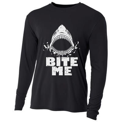 Vintage Shark Bite Me Shark Cooling Performance Long Sleeve Crew