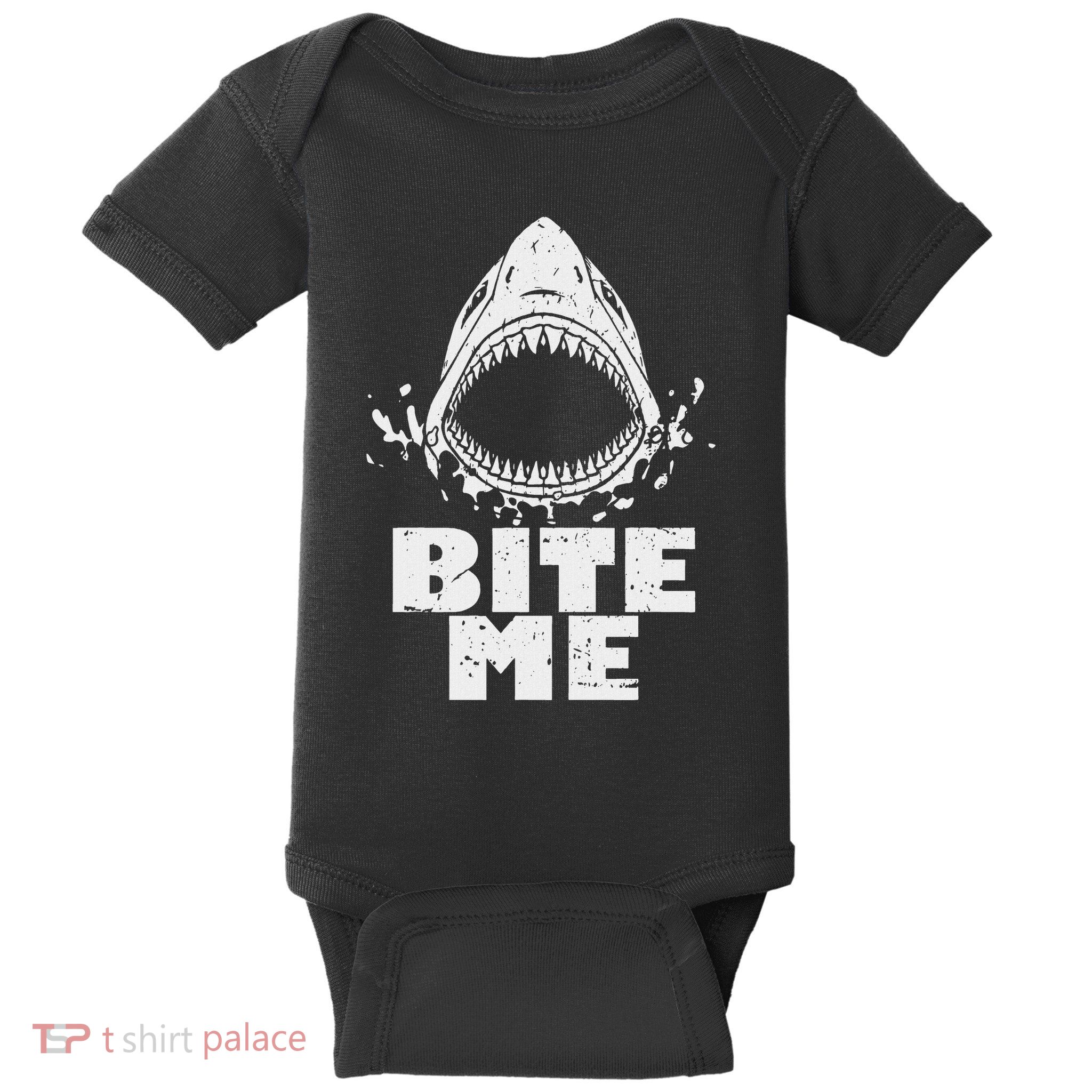 Vintage Shark Bite Me Shark Baby Bodysuit